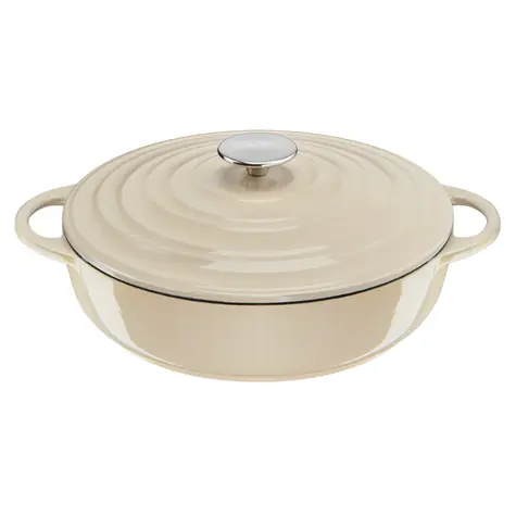 Tefal LOV béžová / Servírovací pánev / 28 cm / litina / 3,8 l / s víkem