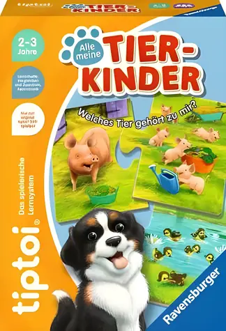 RAVENSBURGER Puzzle tiptoi Zvířata a jejich mláďata / Moje první puzzle / 9x2 dílků / od 2 let