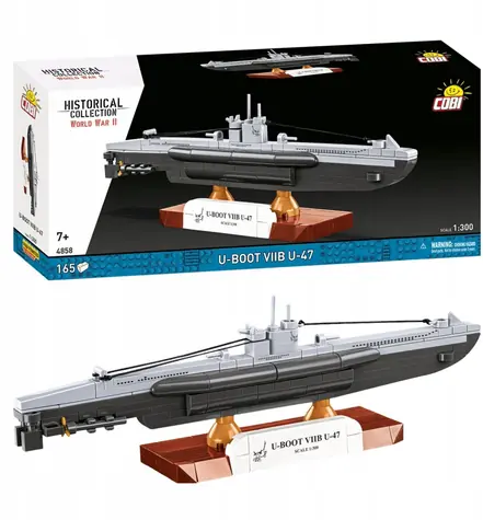 COBI 4858 Ponorka U-47 typ VIIB (II WW) / 165 kostek / 1:300 / od 7 let