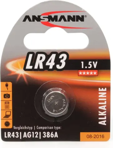 Ansmann LR43 / Knoflíková baterie / 1,5V / alkalická / 1 ks