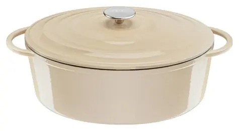 Tefal LOV béžová / Litinový pekáč / oválný / 34 cm / 7,2 l / s pokličkou