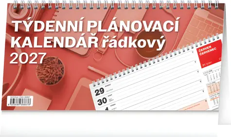 NOTIQUE Plánovací řádkový 2027 / Stolní kalendář / 25 × 12,5 cm