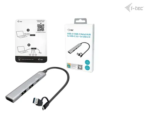 i-tec USB-A/USB-C Metal Hub / Hub USB / 1× USB-C 3.1 / 3× USB 2.0