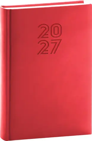 NOTIQUE Aprint 2027 červená / Denní diář / A5 / česko-slovenské kalendárium