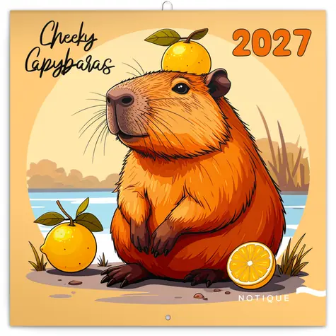 NOTIQUE Poznámkový kalendář Rozverné kapybary 2027 / Nástěnný kalendář / 30 × 30 cm