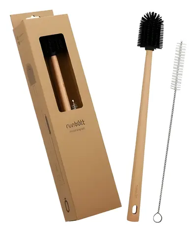 Runbott / Sada kartáčů na čištění lahví / 2 ks / silikonové štětiny / 36 cm