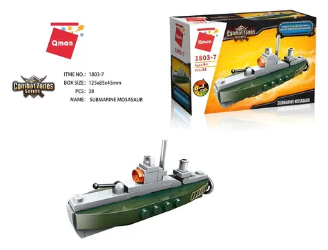 Qman QM-09 Amphibious Panzer 1803-7 Ponorka Mosasaur / Stavebnice / 38 dílků / od 6 let