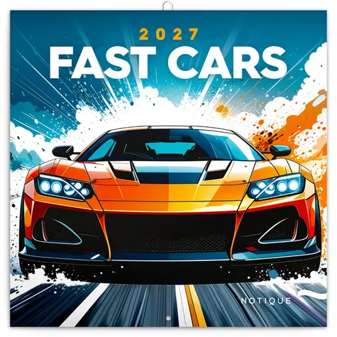 NOTIQUE Fast Cars 2027 / Poznámkový kalendář / 30 × 30 cm