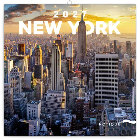 NOTIQUE Poznámkový kalendář New York 2027 / Nástěnný kalendář / 30 x 30 cm