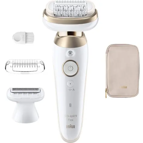 Braun Silk-épil 9 Flex 9-030 bílá-zlatá / Epilátor / 40 pinzet / 2 rychlosti / 50 min provoz / Wet&Dry
