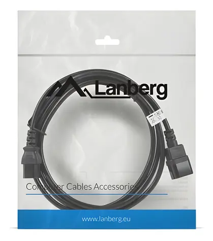 Lanberg CA-C13E-11CC-0030-BK černá / Prodlužovací napájecí kabel / C14-C13 / 3 m
