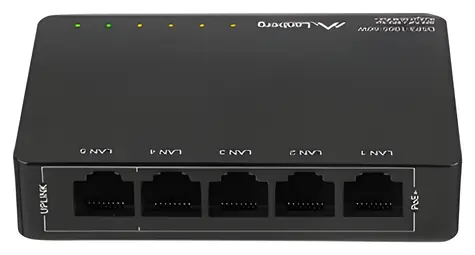 Lanberg DSP3-1005-60W černá / Switch / 5x GbE / 4x PoE+ 802.3at / 60W