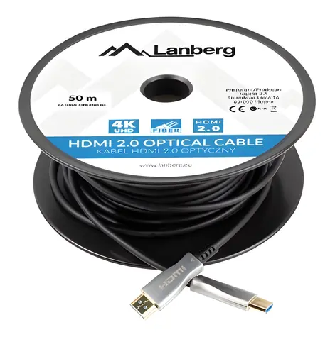 Lanberg CA-HDMI-20FB-0500-BK / Optický kabel HDMI / M/M / 50m / V2.0 / 4K / AOC