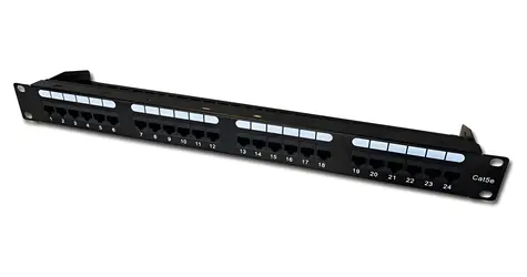 DATACOM Patch panel 24x DUAL černý / RJ-45 / CAT5E / UTP / 1U / 19" / vyvázání