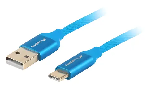 Lanberg CA-USBO-22CU-0010-BL modrá / Kabel USB-A na USB-C / 1 m / USB 2.0