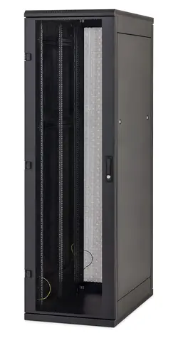Triton 19" rozvaděč stojanový černý / 22U/600x600 / skleněné dveře / zadní plný kryt