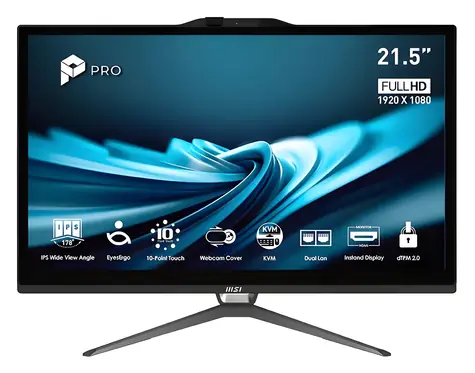 MSI PRO AP222T 14MA-668EU černá / All-in-One počítač / 21,5" FHD Touch / Intel Pentium G7400 3,7GHz / 8GB DDR5