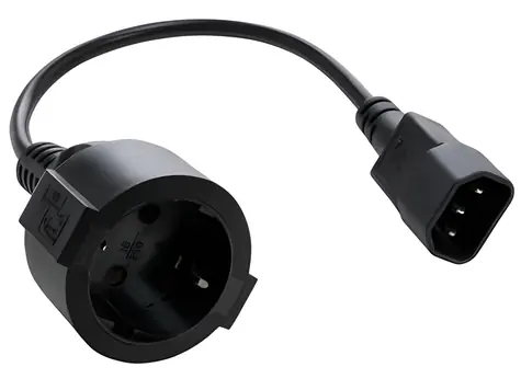 C-TECH napájecí adaptér C14 (M) černá / Schuko (F) / 15 cm