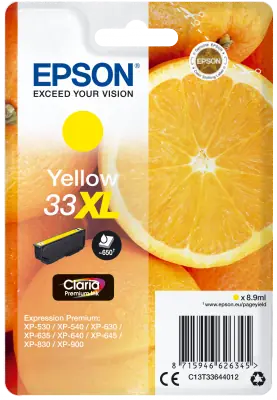 Epson 33XL Claria Premium žlutá / Originální cartridge / XP-900 / 8.9 ml