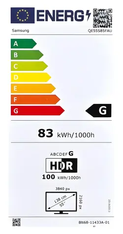 55" Samsung QE55S85F černá / Televize / 4K / OLED / HDMI / USB / Wi-Fi / LAN / BT / 20W repro