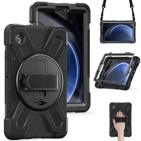 eSTUFF Galaxy Tab A9 Austin Defender černá / Pouzdro / pro Samsung Galaxy Tab A9 / polykarbonát / s ramenním popruhem