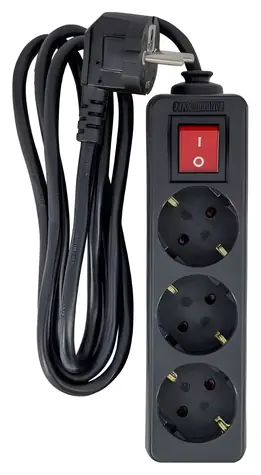 MicroConnect Prodlužovací šňůra 3 zásuvky 5m černá / bez vypínače / Schuko