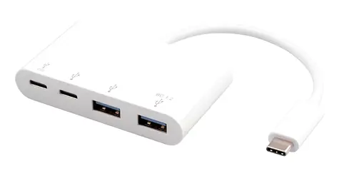 eSTUFF USB-C Hub bílá / 2 x USB 3.2 Type-A / 2 x USB-C / 4 porty