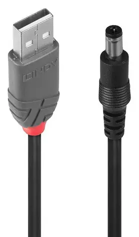 Lindy USB-A - DC 5,5 mm černá / Redukce / 1,5 m