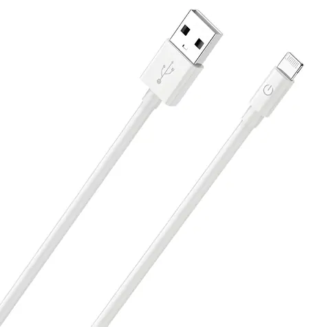 RealPower Lightning kabel bílá / Datový a nabíjecí kabel / USB-A na Lightning / 2 m / MFI certifikace