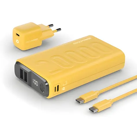 RealPower PB-20000 žlutá / Powerbanka 20000 mAh / USB & USB-C / 22,5 W