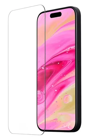 LAUT Prime Glass pro iPhone 15 / Ochranné sklo na displej / čiré / tvrzené sklo 9H / instalační rámeček