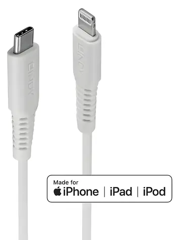 Lindy 2m bílá / Datový kabel / USB-C (M) - Lightning (M) / USB 2.0 / MFi certifikace