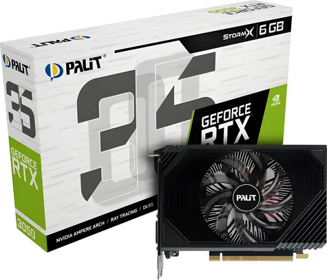 Palit GeForce RTX 3050 StormX 6GB / Grafická karta / 1042-1470 MHz / 6GB GDDR6 / 96-bit / 1x DVI + 1x HDMI + 1x DP / 70W