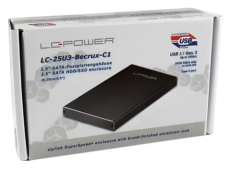 LC Power LC-25U3-Becrux-C1 černá / Box pro 2,5" HDD / SATA III / USB 3.1 Gen 2 Type-C