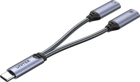 Unitek M206A / Rozbočovač USB-C / 2× USB-C / audio + nabíjení / 18W