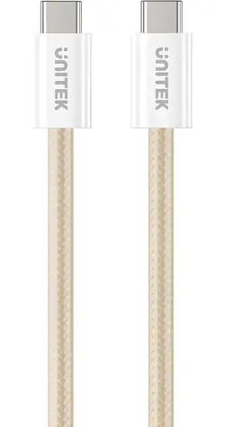 Unitek C14141ACL01-1M béžová / Kabel / USB-C(M) - USB-C(M) / PD 100W / magnetické navíjení / opletený / 1 m