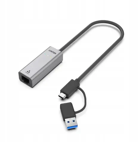 Unitek / Síťový adaptér / USB-C + USB-A na RJ45 / 2,5 Gbps