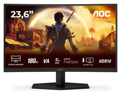 23.6" AOC C24G42E černá / Monitor / VA / Full HD / 180 Hz / 0,5 ms / 2x HDMI + DP / VESA / repro