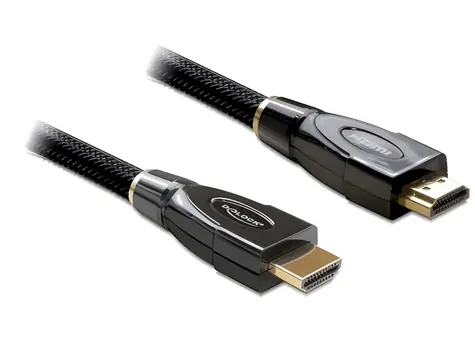Delock HDMI A/A černý / HDMI kabel s Ethernetem / Premium / Pozlacené konektory / 10,2 Gbit/s / 5 m