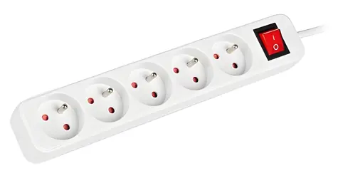 Lanberg bílý / Prodlužovací kabel / 230V / 5 zásuvek / 3 m / s vypínačem