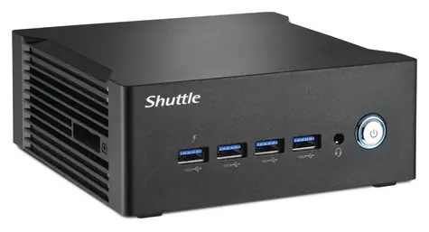 Shuttle NT10H5 černá / Mini-PC barebone / Intel Core Ultra 5 125H / Intel Arc / 2x SO-DIMM DDR5 / M.2 NVMe / Bez OS