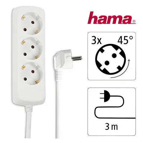 Hama bílá / Prodlužovací lišta / 3 zásuvky / 3 m / 230 V