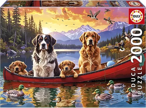 EDUCA Puzzle Psí rodinka na lodi / 2000 dílků