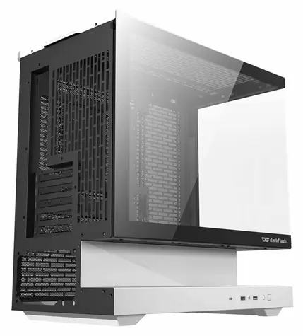 darkFlash F1 bílá / Počítačová skříň / Midi Tower / M-ATX + ITX / 6× ARGB ventilátor / Tvrzené sklo