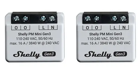 Shelly PM Mini Gen3 / Modul měření spotřeby 2 ks / Wi-Fi / Bluetooth / 16A