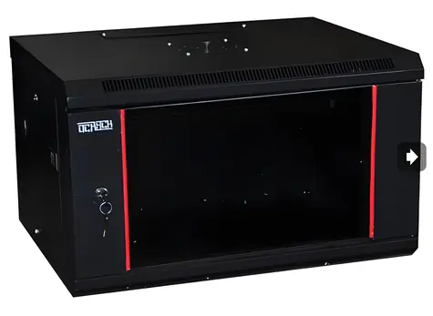 OCRACK 19" OCC-04U-45SBK černá / Rozvaděč nástěnný / 4U / 450 mm / celoskleněné dveře