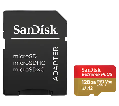 SanDisk Extreme PLUS 128 GB microSDXC / Paměťová karta / UHS-I U3 V30 A2 C10 / SD adaptér v balení