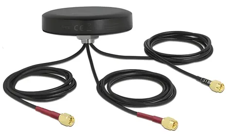 Delock LTE MIMO WLAN 802.11 3x SMA černá / Anténa / 3 dBi / RG-174 1m / IP67