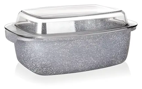 BANQUET Pekáč Granite / 32,5 x 21 x 11 cm / 5,7 l / nepřilnavý povrch / skleněná poklice