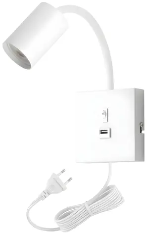 IMMAX PUNTO bílá / Flexibilní nástěnné svítidlo / GU10 / 9W / USB / vypínač